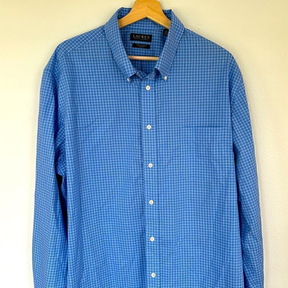 Lauren Ralph Lauren Black Label Button Down Shirt Blue Size 18 36/38 Tall
